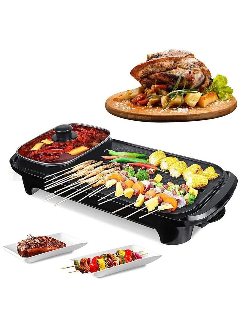 Generic - Electric BBQ Grill Hot Pot, Shabu Shabu Hot Pot, Non Stick, Temperature Control Hotpot Grill with Oil Sprayer and Brush, Suitable for 2  6 People Gatherings - Image 1