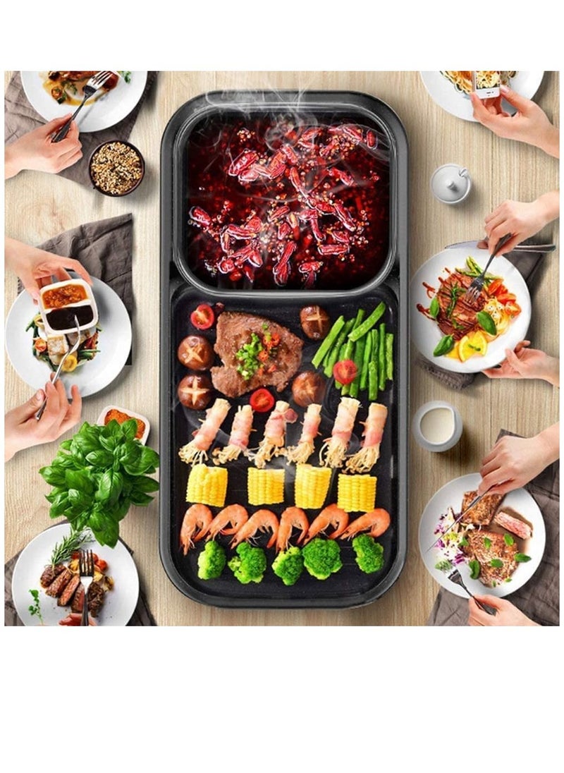 Generic - Electric BBQ Grill Hot Pot, Shabu Shabu Hot Pot, Non Stick, Temperature Control Hotpot Grill with Oil Sprayer and Brush, Suitable for 2  6 People Gatherings - Image 1