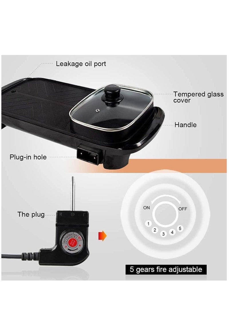Generic - Electric BBQ Grill Hot Pot, Shabu Shabu Hot Pot, Non Stick, Temperature Control Hotpot Grill with Oil Sprayer and Brush, Suitable for 2  6 People Gatherings - Image 1