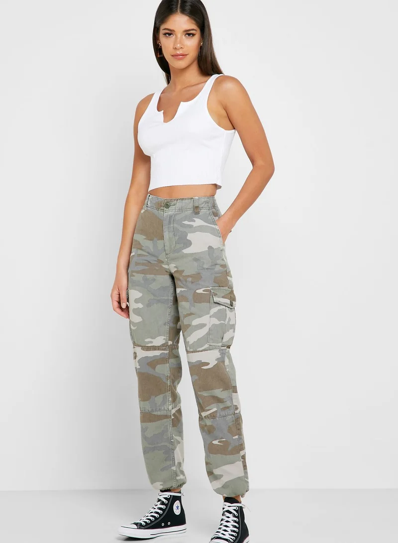 TOPSHOP Camo Print Cargo Pants