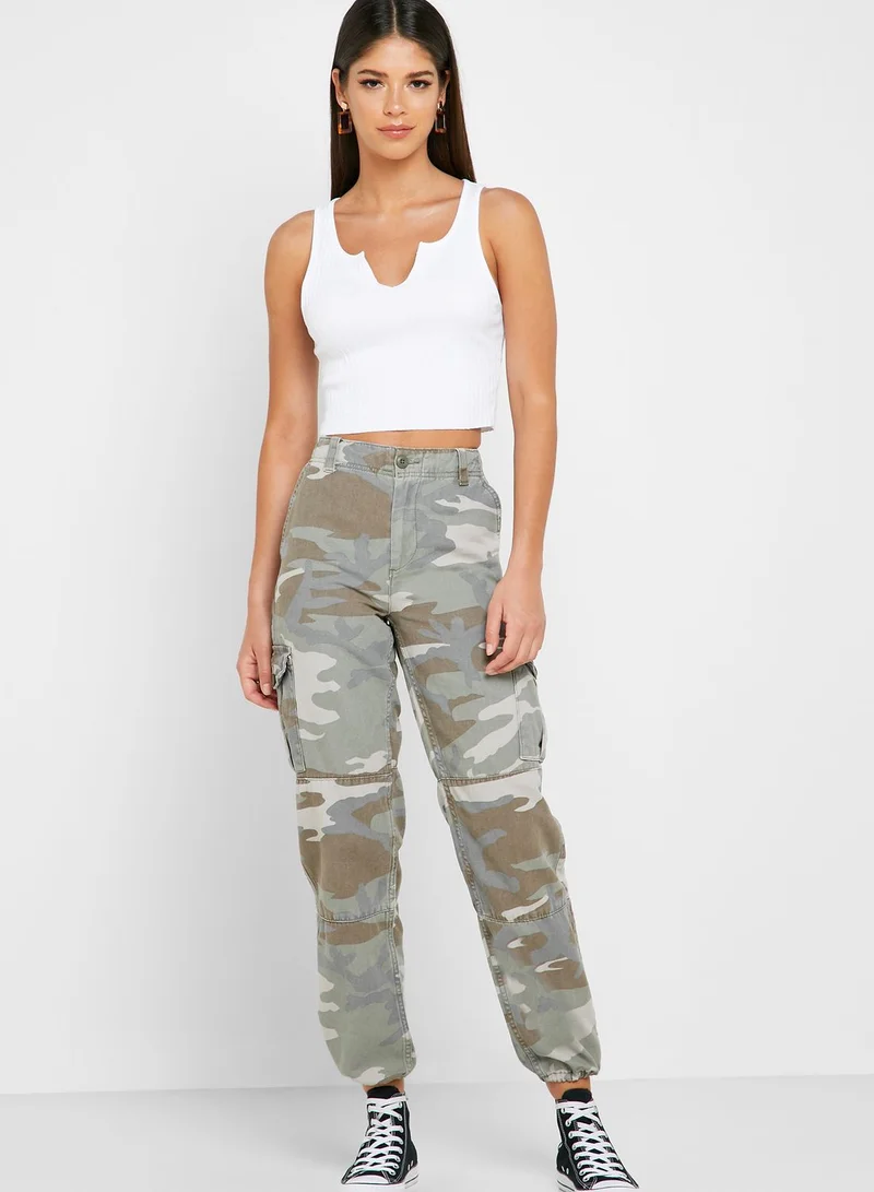 TOPSHOP Camo Print Cargo Pants