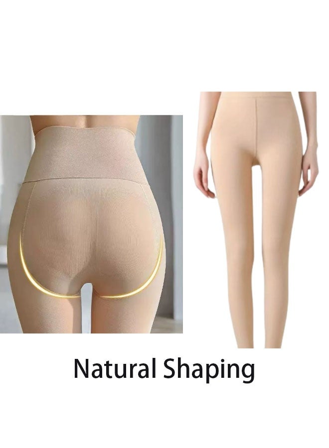 إيليلي بنطلون ضيق مبطن بالصوف للنساء، سميك ودافئ في الشتاء، متين ومصقول حراريًا، قابل للتمدد، لون البشرة - Image 5