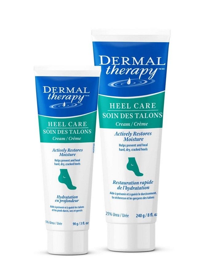 dermal therapy - Heel Care Cream Moisturizing Treatment That Repairs And Heals Dry Rough Cracked Heels And Feet 25% Urea And 6% Alpha Hydroxy Acids (3Oz+8Oz Bundle) - Image 1