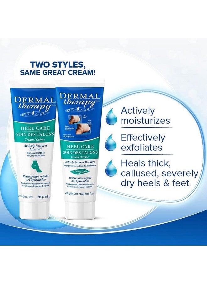 dermal therapy - Heel Care Cream Moisturizing Treatment That Repairs And Heals Dry Rough Cracked Heels And Feet 25% Urea And 6% Alpha Hydroxy Acids (3Oz+8Oz Bundle) - Image 1