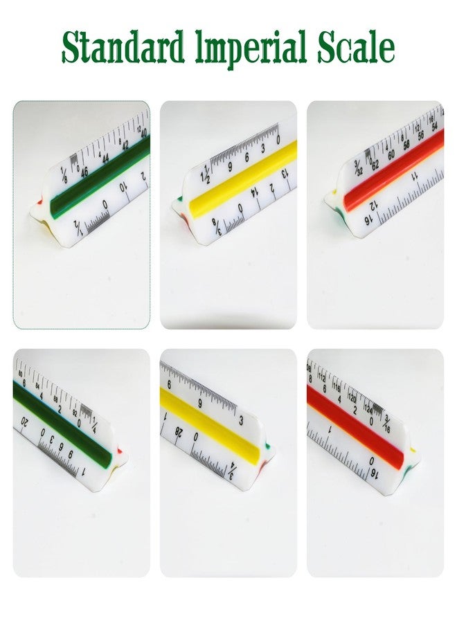 KASBEE Architectural Scale Ruler, 12” Plastic Architect Scale, Triangular Ruler for Architects, Students, Engineers, Drawing Drafting Tools - Image 3