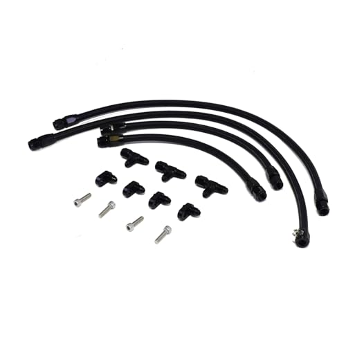 A-Team Performance أداء A-Team - فتحات بخار LS LSX LS1 LS2 LS6 LM7 - مع مجموعة الأجهزة والخرطوم - للتهوية الأمامية والخلفية -4 AN كروس أوفر سائل التبريد كامل باللون الأسود - Image 3