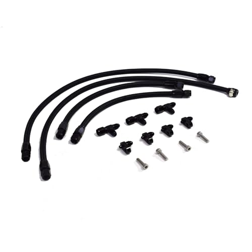 A-Team Performance أداء A-Team - فتحات بخار LS LSX LS1 LS2 LS6 LM7 - مع مجموعة الأجهزة والخرطوم - للتهوية الأمامية والخلفية -4 AN كروس أوفر سائل التبريد كامل باللون الأسود - Image 2