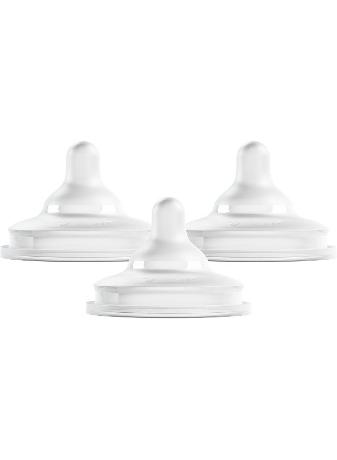 BOON زجاجة بون نورش كيرف السيليكون للأطفال - زجاجة سيليكون آمنة للطعام بلاتينيوم - تدفق متوسط لزجاجات الأطفال - مستلزمات تغذية الزجاجات - 3 قطع - Image 1