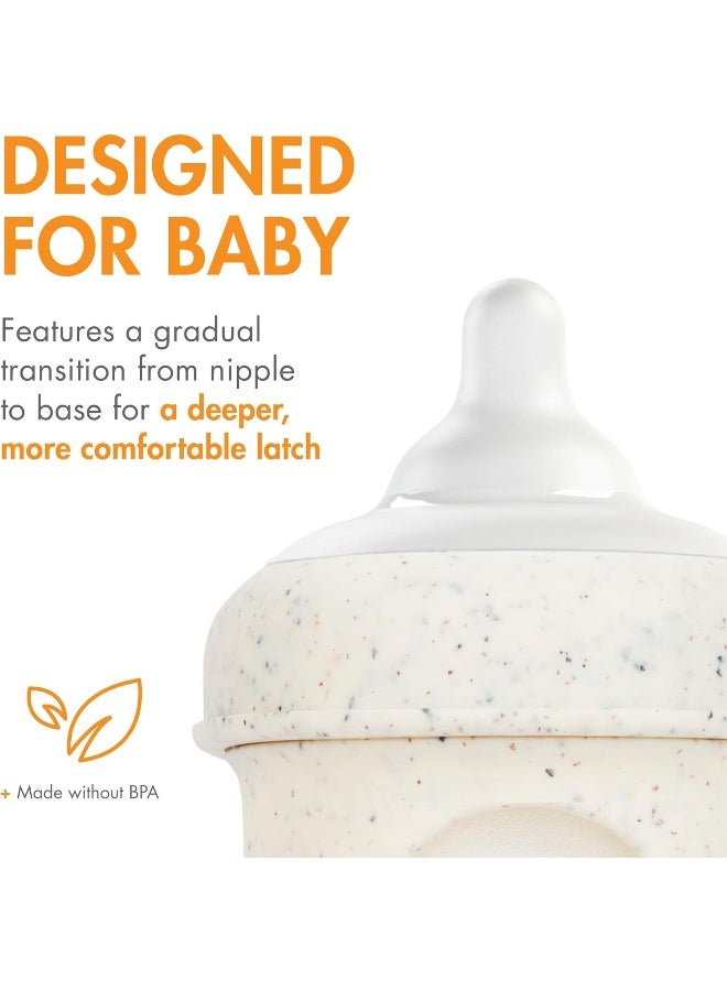 BOON زجاجة بون نورش كيرف السيليكون للأطفال - زجاجة سيليكون آمنة للطعام بلاتينيوم - تدفق متوسط لزجاجات الأطفال - مستلزمات تغذية الزجاجات - 3 قطع - Image 2