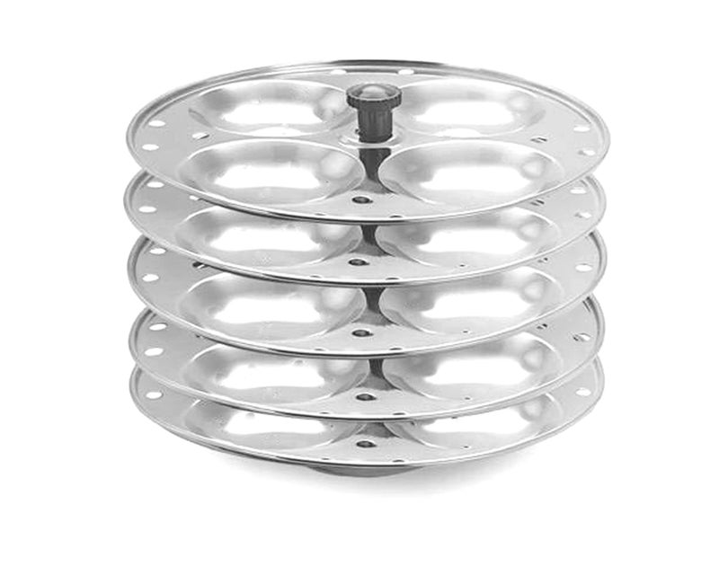 BLeaf Stainless Steel-Regular Idli Stand/Idli Plates (5 Plates, 20 Idlis) - Image 2