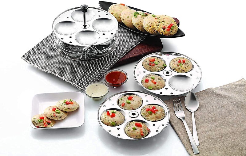 BLeaf Stainless Steel-Regular Idli Stand/Idli Plates (5 Plates, 20 Idlis) - Image 3