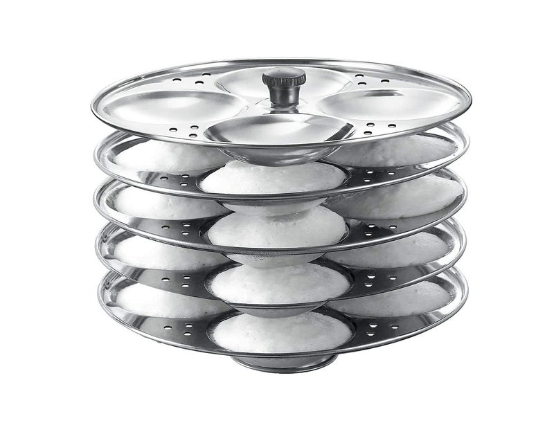BLeaf Stainless Steel-Regular Idli Stand/Idli Plates (5 Plates, 20 Idlis) - Image 1