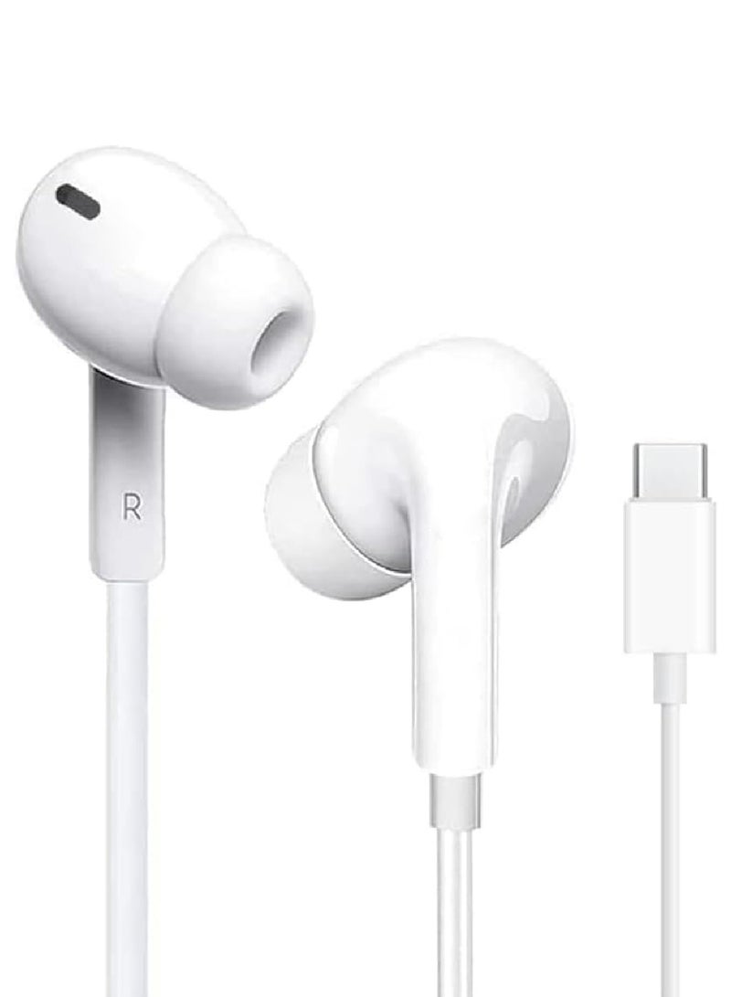 لنكوو سماعة أذن سلكية من لنكوو مع ميكروفون مدمج، منفذ توصيل USB-C، جودة صوت عالية، تصميم مريح داخل الأذن، رؤوس سيليكون قابلة للتبديل (متوسط وكبير)، متوافقة مع هواتف Samsung Galaxy و Google Pixel و Apple iPhone 15 و iPad و MacBook وغيرها من الأجهزة الذكية بمنفذ تايب سي - لون أبيض. - Image 2