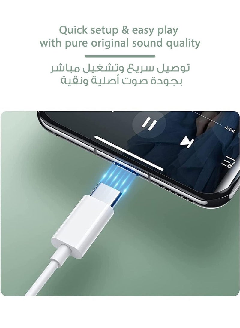 LNKOO Wired Earphones with Built-in Microphone, USB-C Connector, High-Quality Sound, Comfortable In-Ear Design, Includes Two Silicone Ear Tips (Medium and Large), Compatible with Samsung Galaxy, Google Pixel, Apple iPhone 15, iPad, MacBook, and other USB-C enabled devices - White Color - Image 4