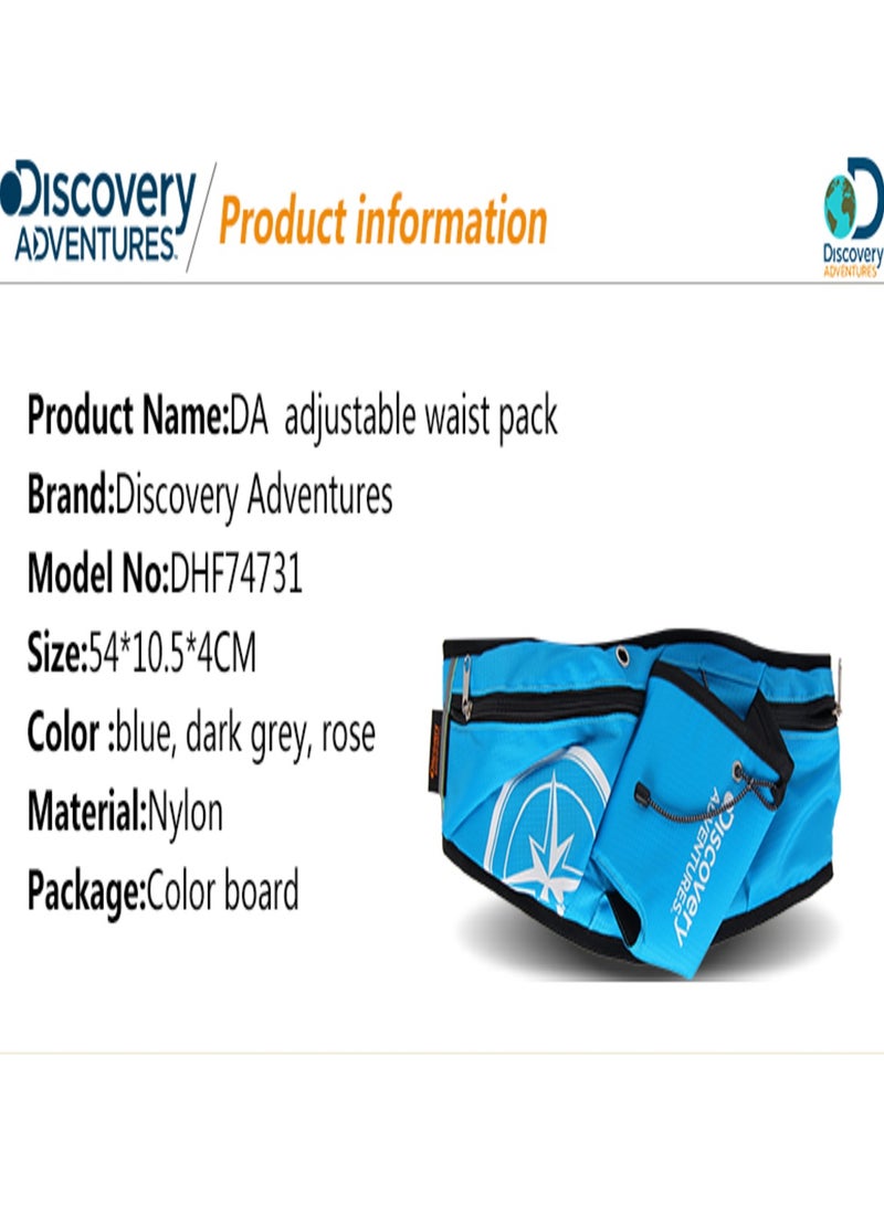 ديسكفري حقيبة خصر قابلة للتعديل، حقيبة خصر خارجية متعددة الوظائف للمال والبطاقات وجوازات السفر والعديد من الضروريات الأخرى، لون جميل وجودة ممتازة، حقيبة خصر، حقيبة سفر، حقيبة تخييم - Image 2