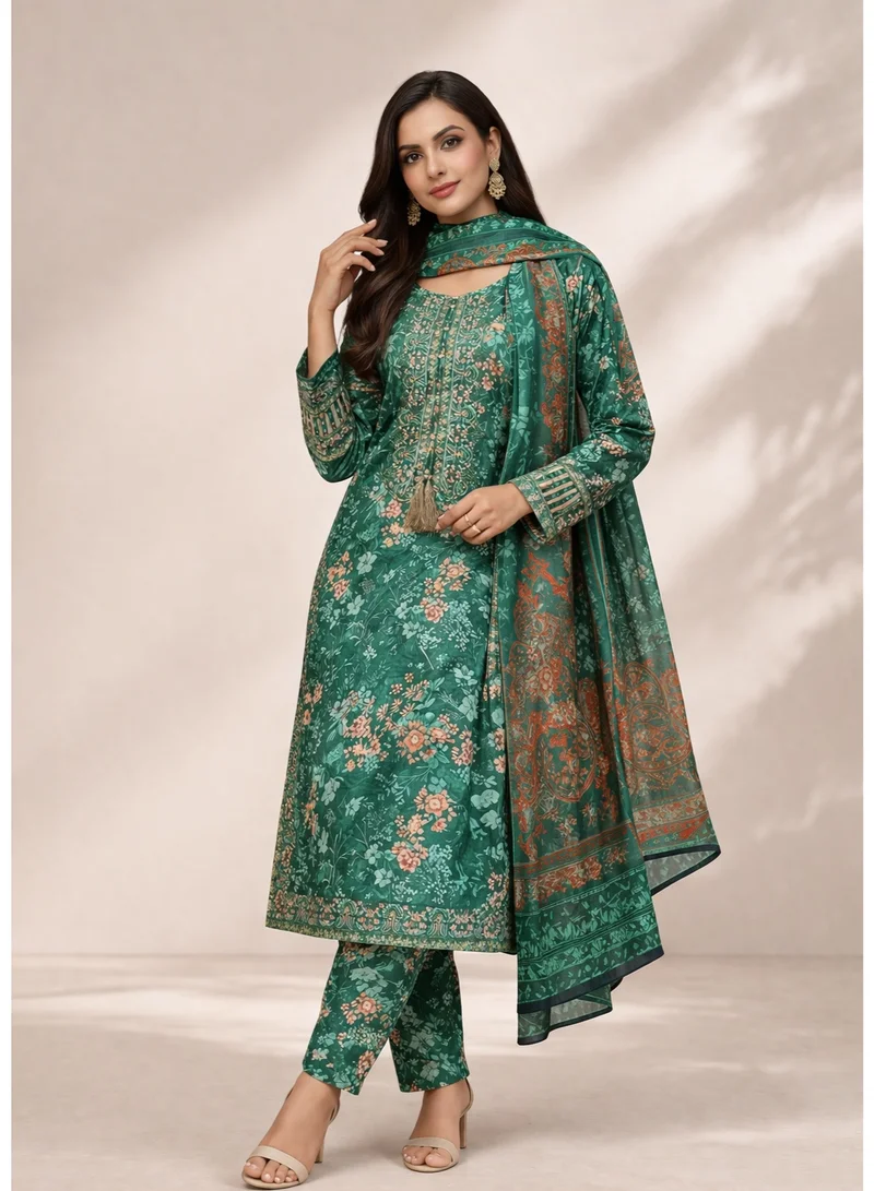 zaha dxb Royal Green Salwar Kameez Set | Cotton Blend Elegant Ethnic Wear for Women
