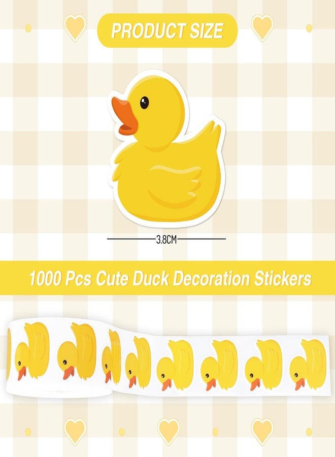Whaline 1000Pcs Rubber Duck Roll Stickers Yellow Duck Cute Decorative Label Decals for Birthday Party Favor Bags Water Bottle Scrapbook Notebook Decoration, 1.5Inch - Image 2
