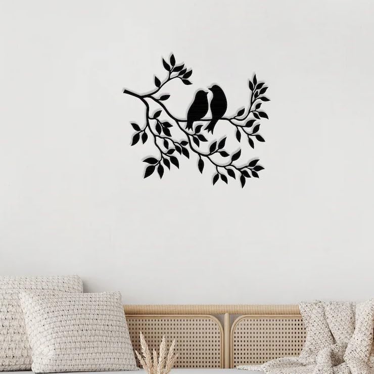 Cartvilla Cartvilla Metal Wall Decor Birds on Branch Metal Birds Wall Art Birds Sign Living Room Wall Art Interior Decoration Wall Hangings Birds Art - Image 1