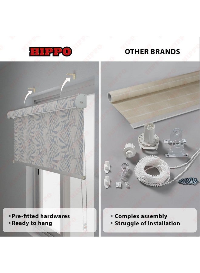 HIPPO Printed Blackout Indoor Roller Blinds for Windows Coastal-Palm Design Rolling Curtains Corded Roll Up and Down Blind for Home Office (4X5 FT) - Image 4