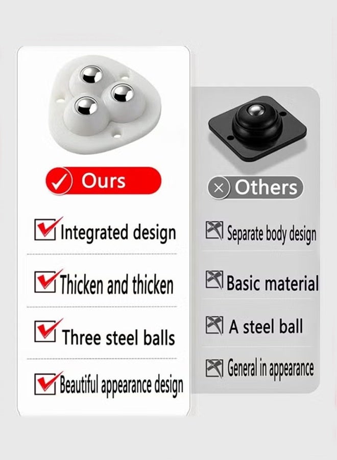 YJ 8 Pcs Swivel Caster Wheels, 360° Rotation Stainless Steel Paste Sticky Wheels,Universal Mini Self Adhesive Caster Wheels for Kitchen Countertop,Box Bottom Storage Rack, Furniture Trash Can White - Image 3