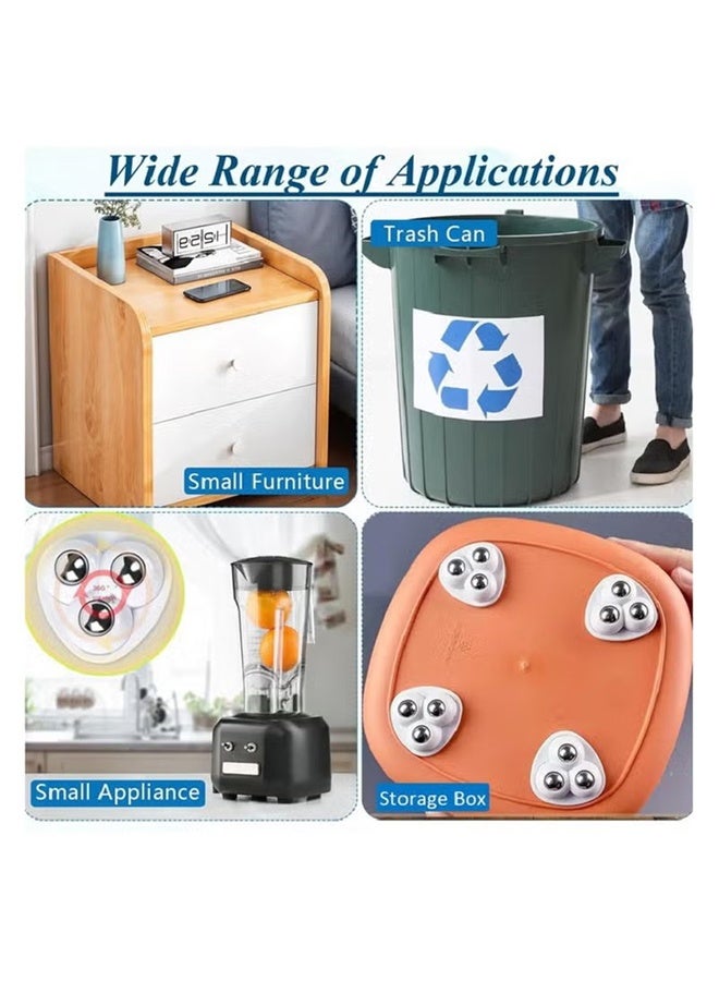 YJ 8 Pcs Swivel Caster Wheels, 360° Rotation Stainless Steel Paste Sticky Wheels,Universal Mini Self Adhesive Caster Wheels for Kitchen Countertop,Box Bottom Storage Rack, Furniture Trash Can White - Image 5