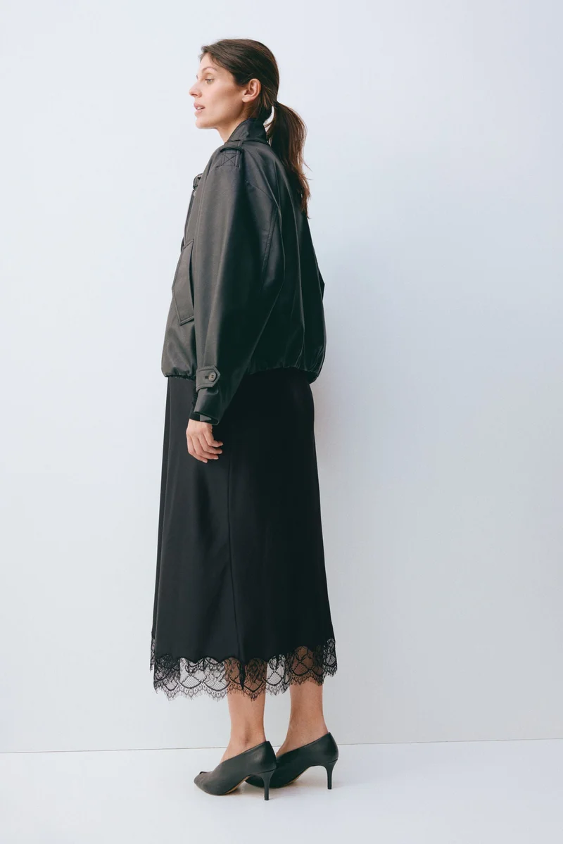 H&M  MAMA Lace-trimmed satin skirt for Women | Best Price UAE