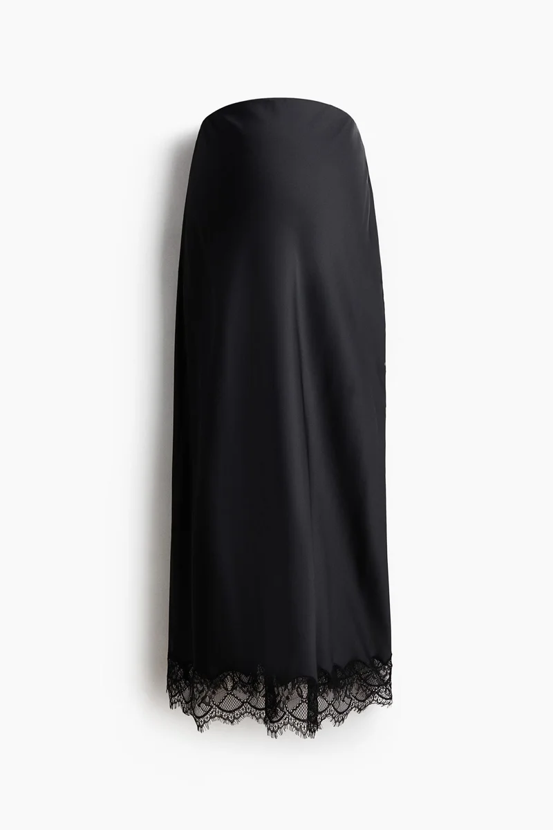 H&M  MAMA Lace-trimmed satin skirt for Women | Best Price UAE