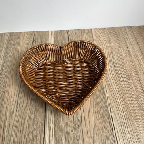 AMBOJIE Wicker Bread Basket,Handwoven Storage Basket for Fruit Basket Vegetables Cosmetics in Home Restaurant & Bakery (Heart-shaped 3Pack) - Image 5