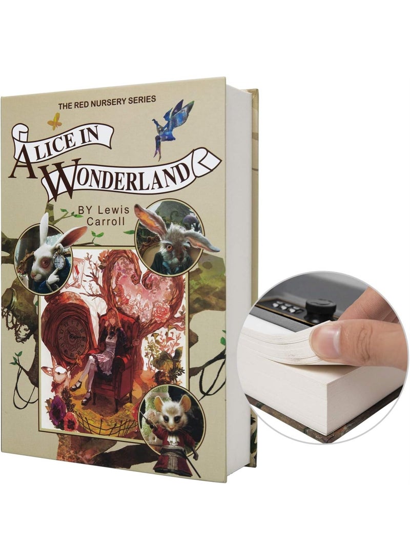 Real Paper Transfer Book Safe, Hollow with Secret Hidden Compartment, Combination Lock, 8.7"×6"×2" (Size : Alice) - Image 1