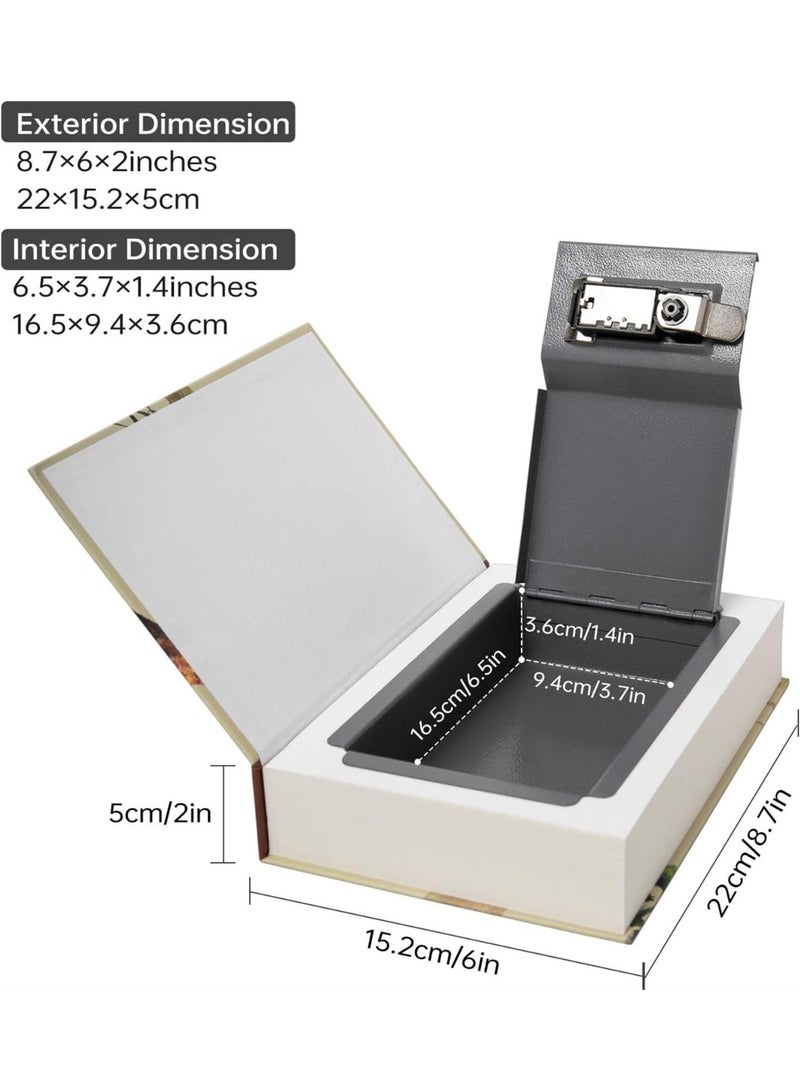 Real Paper Transfer Book Safe, Hollow with Secret Hidden Compartment, Combination Lock, 8.7"×6"×2" (Size : Alice) - Image 3