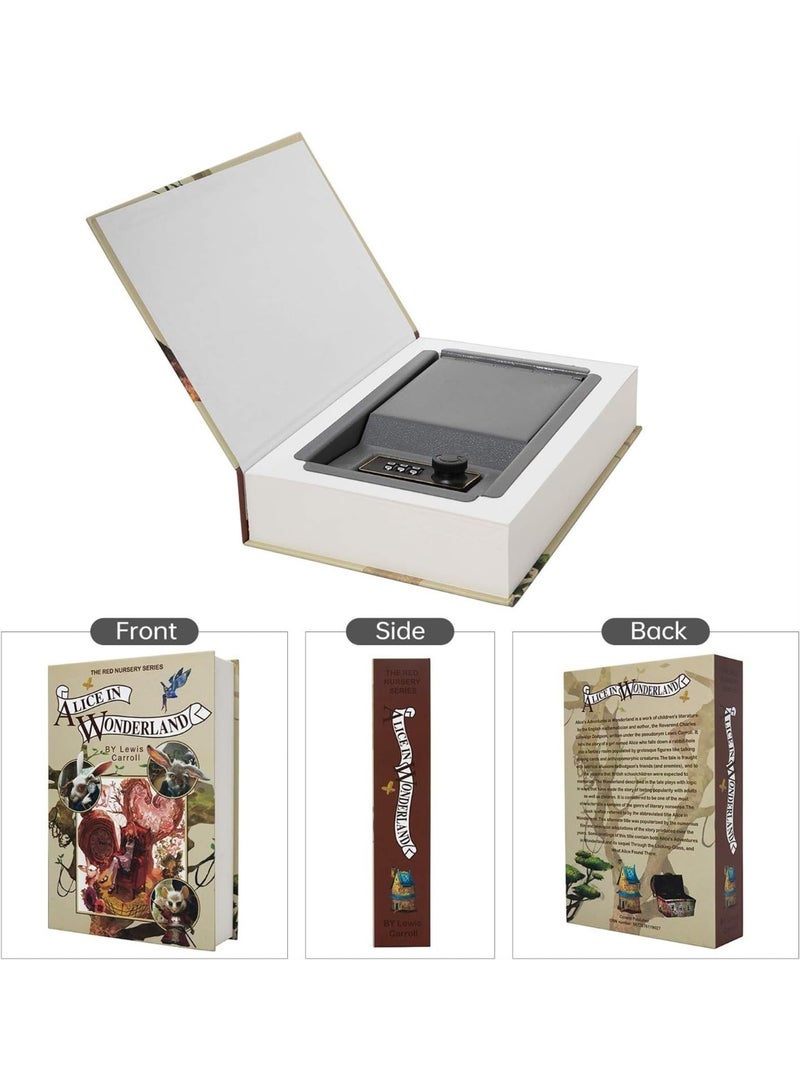 Real Paper Transfer Book Safe, Hollow with Secret Hidden Compartment, Combination Lock, 8.7"×6"×2" (Size : Alice) - Image 2