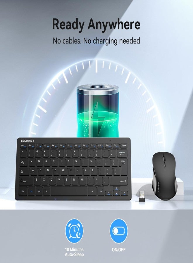 TECKNET Wireless Keyboard and Mouse Combo, 2.4G Mini Cordless Computer Keyboard and Mouse Set, Silent Adjustable 1600 DPI, Quiet Click, Lag-Free for Computer, Laptop, PC, Windows, Mac, Chrome OS - Image 5