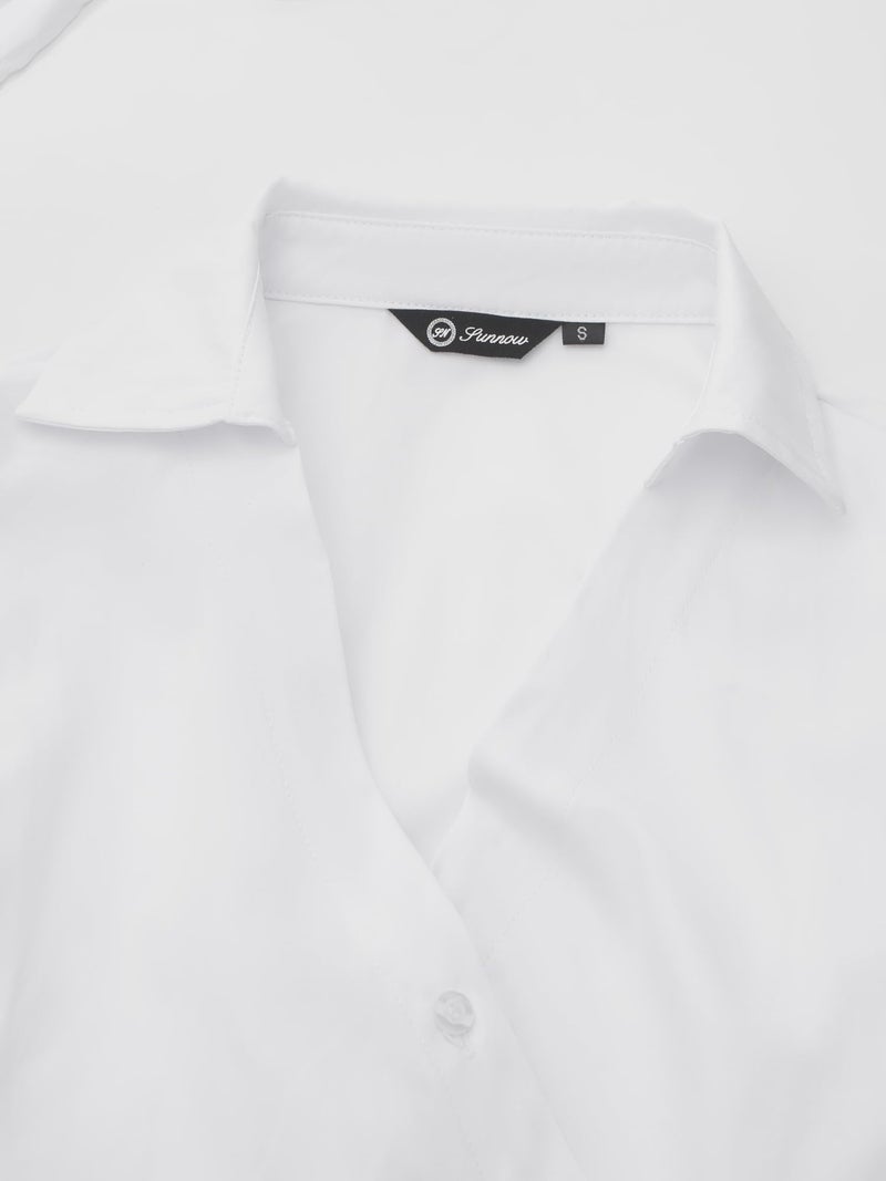 SUNNOW Women's Wrap Front Button Down Shirt, Long Sleeve Blouse with Cocoon Sleeves, Modern Office & Casual Tops (US, Alpha, Large, Regular, Regular, White) - Image 5