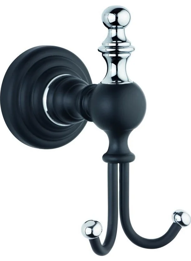 Saray Banyo Saray Bathroom Artemis Black Chrome Double Bathrobe Rack