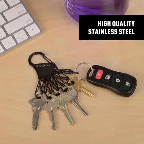 Nite Ize SSSMS9001218 KeyRack Steel Stainless Steel Carabiner Key Chain With 6 Stainless Steel SBiners To Hold Keys Securely Separately Black KRS0301 - Image 3
