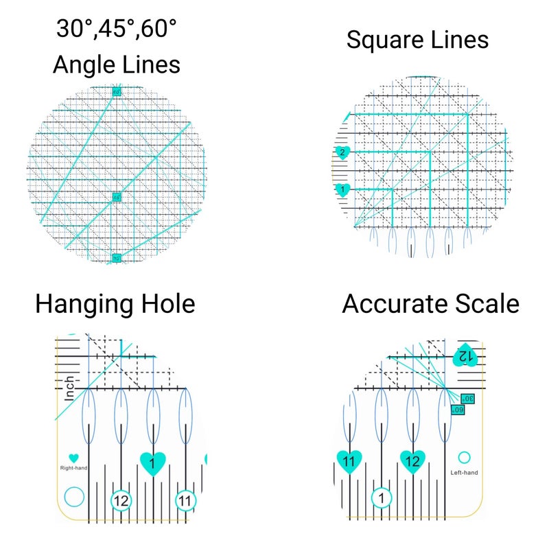 HUIFARI Slotted Ruler,12.5"x12.5" Slotted Quilting Ruler,Slotted Ruler for Quilting - Image 3