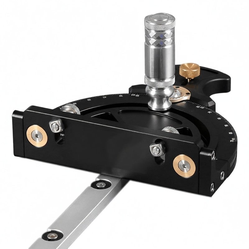 مقياس الزاوية المائلة (Miter Gauge): مقياس زاوية مائلة قابل للتعديل من 0 إلى 70 درجة مصنوع من سبائك الألومنيوم السوداء والفولاذ المقاوم للصدأ - مقياس زاوية عالي الدقة مقطوع بالسلك باستخدام تقنية الحاسب الآلي المركبة (CNC) ومعبئ للمقياس، يستخدم من قبل مستخدمي أмеات الطاولات للخشب - Image 5