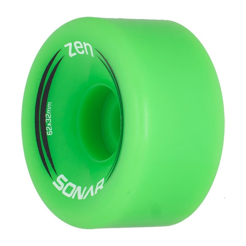 Sonar Wheels - Zen - Quad Roller Skate Wheels - 4 Pack of 32mm x 62mm 85A Wheels  Green