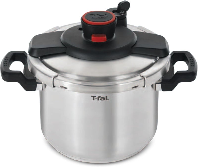 T-fal Clipso Stainless Steel Pressure Cooker 6.3 Quart Induction Cookware, Pots and Pans, Dishwasher Safe Silver - Image 1