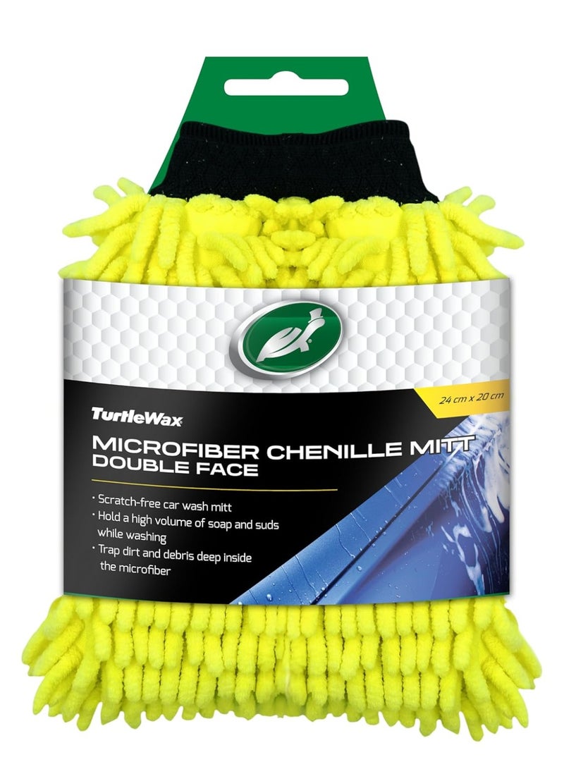 Turtle wax Microfiber Chenille Mitt Double-Sided Scratch-Free Wash 24X20 Cm - Image 1