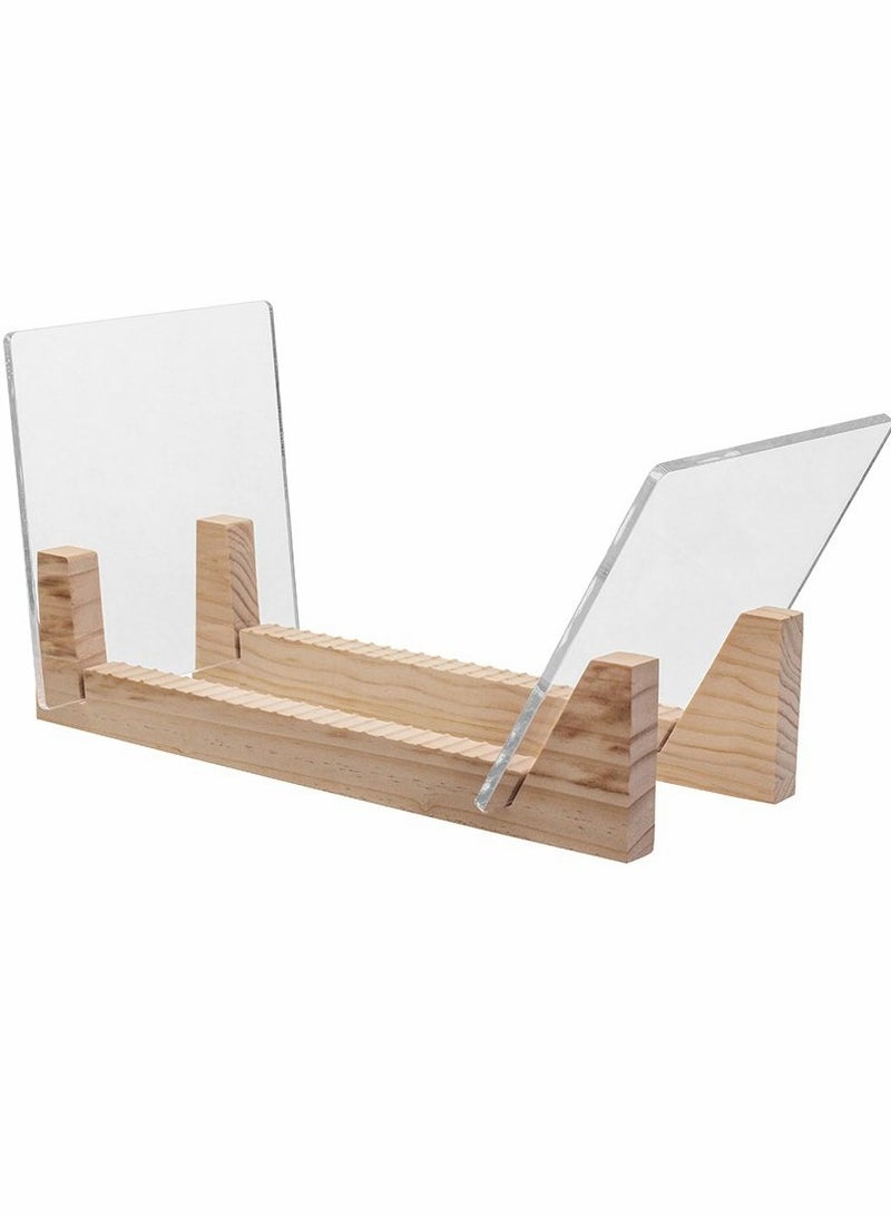 Excefore حامل تخزين السجلات، 7 أو 12 بوصة LPs منظم خشبي صلب مع نهايات أكريليك شفافة، يتسع لحد 50 ألبوم، يعرض الفرديات في حامل سجلات محمول عصري أنيق - Image 1