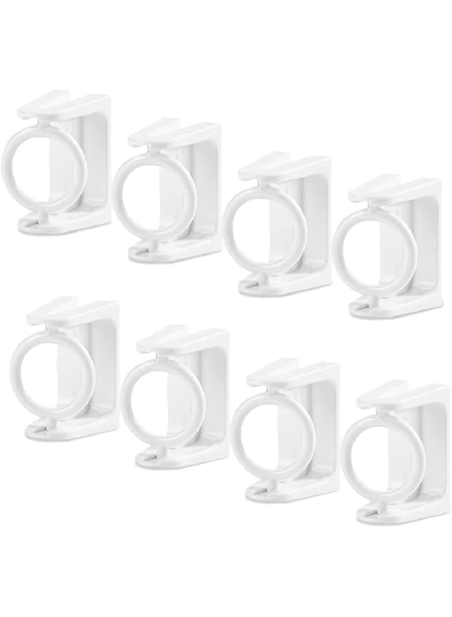 erorex Self Adhesive Rotating Ring Curtain Rod Brackets, No Drilling, Adjustable Curtain Rod Holders for Kitchen, Bathroom, Hotel, 8Pcs (White)  - Image 1