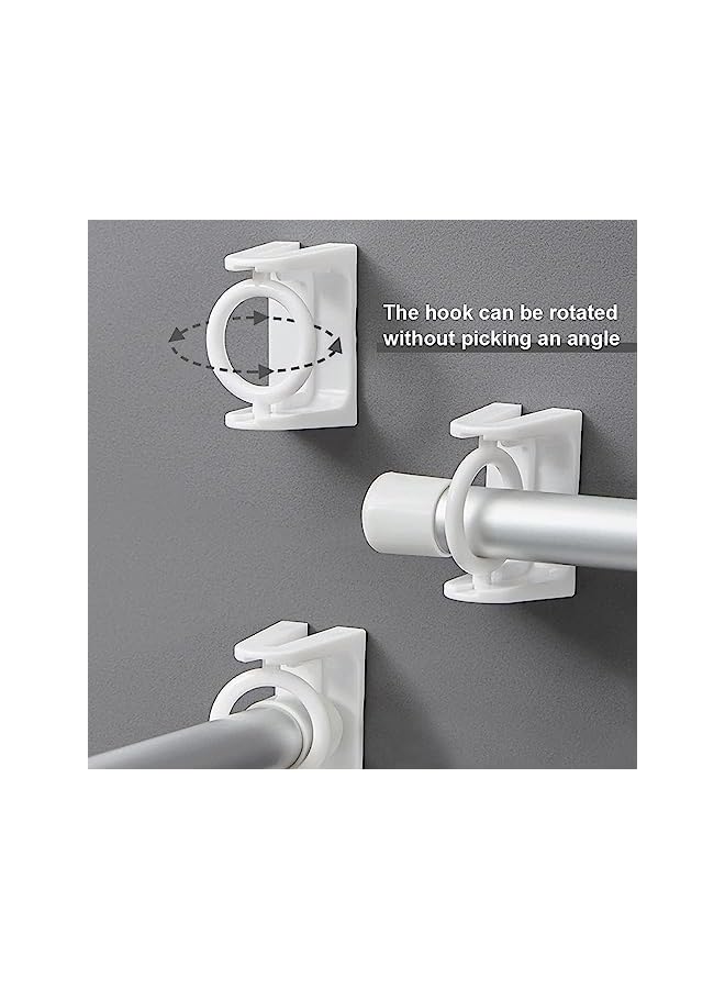 erorex Self Adhesive Rotating Ring Curtain Rod Brackets, No Drilling, Adjustable Curtain Rod Holders for Kitchen, Bathroom, Hotel, 8Pcs (White)  - Image 2