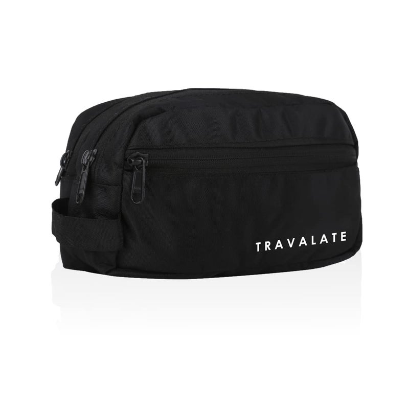 TRAVALATE Polyester Multipurpose Toiletry Kit Bag for Man and Women's | Double Compartment Travel Essentials Travel Organizer Pouch for Men Travel Kit for Toiletries - Black - Image 1
