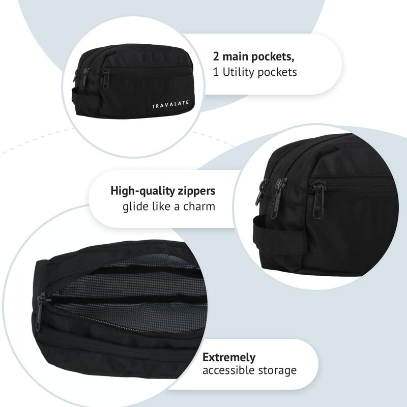 TRAVALATE Polyester Multipurpose Toiletry Kit Bag for Man and Women's | Double Compartment Travel Essentials Travel Organizer Pouch for Men Travel Kit for Toiletries - Black - Image 4