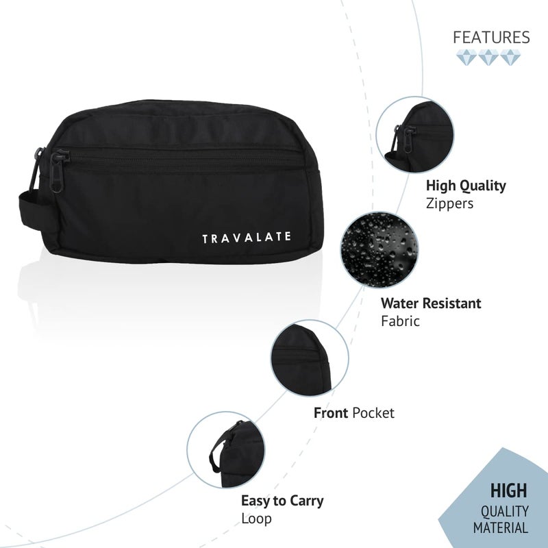 TRAVALATE Polyester Multipurpose Toiletry Kit Bag for Man and Women's | Double Compartment Travel Essentials Travel Organizer Pouch for Men Travel Kit for Toiletries - Black - Image 3
