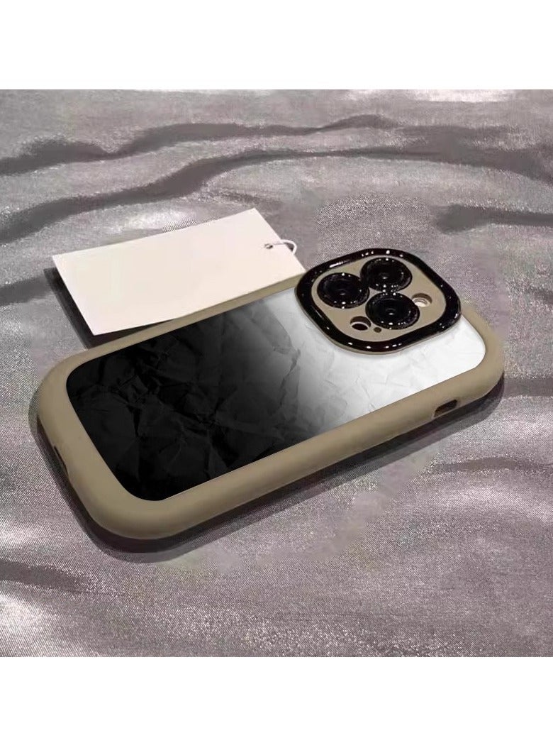 NIBEMINENT Minimal Gradient Protective TPU Case Cover For iPhone 16 Pro Max, Milk Tea Gray/Crease Gradient