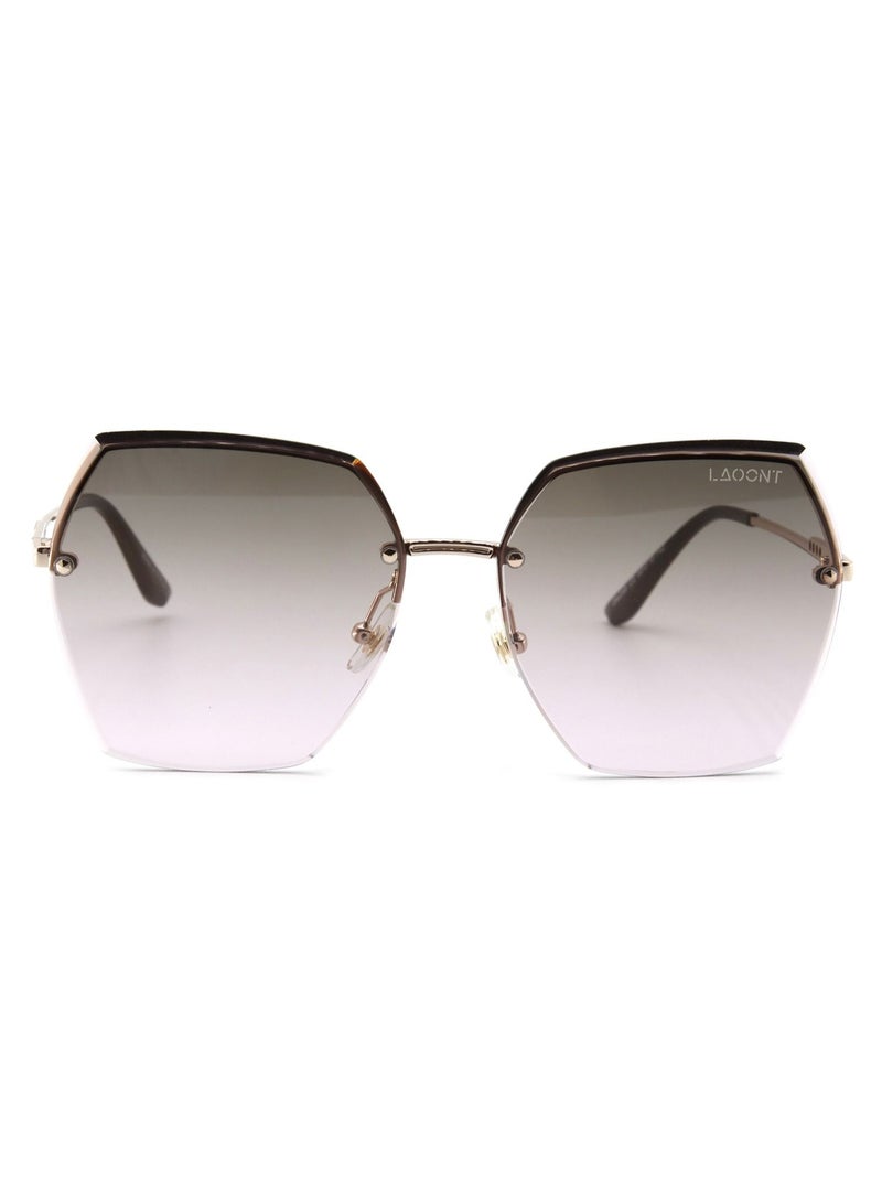 LAOONT Women's Sunglass Polarized Lens Hexagon Semi-Rimless Frame-Stylish Design - Image 2