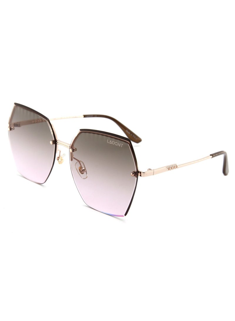 LAOONT Women's Sunglass Polarized Lens Hexagon Semi-Rimless Frame-Stylish Design - Image 1
