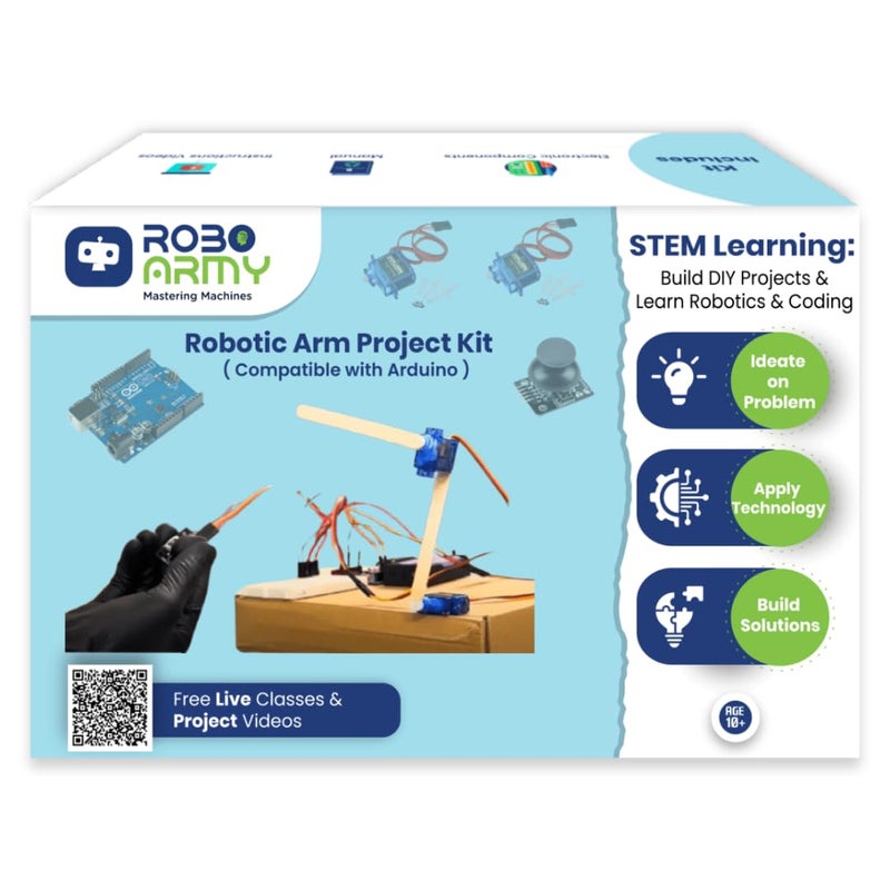 Roboarmy DIY Robotic Arm Project Kit for Kids Age 12+ | Servo Control with Joystick | Robotics & Coding STEM Kit | Free Tutorials, Code & Live Support | Class 7-10 - Image 5